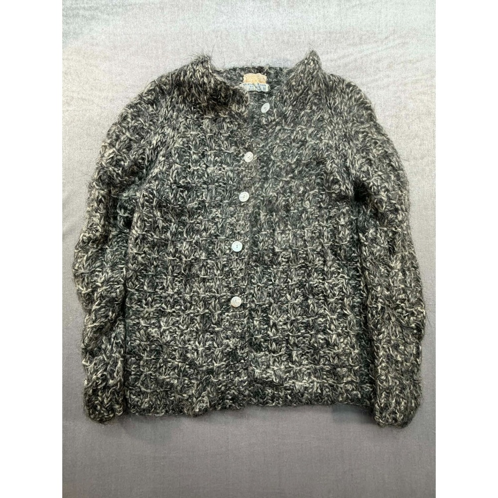 Saks fifth Avenue Mohair Wool Sweater Made in Italy Size 38 Black Gray